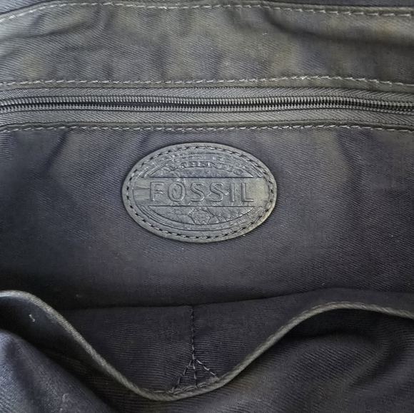 Fossil Preston Pebbled Grain Leather Royal Blue Foldover Zippered XBody Handbag - Picture 5 of 5